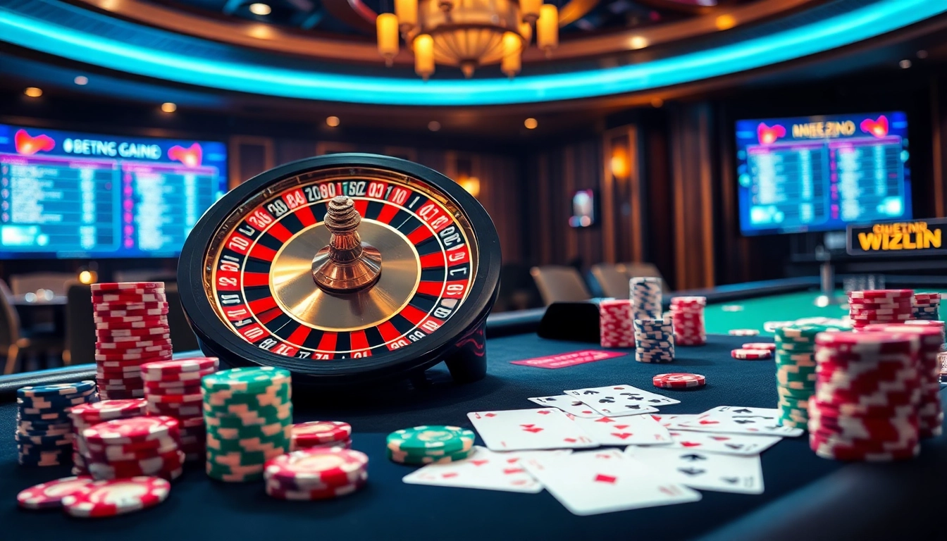 Experience excitement at 23win with vibrant gaming scenes and luxurious casino elements.