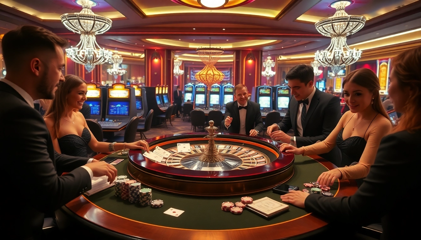 Players engaging at a luxurious casino table featuring the GO8, celebrating luxury and strategic gambling.