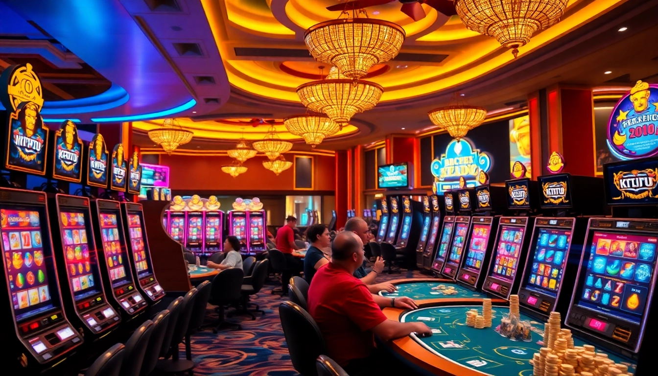 Experience KTPJITU slot gaming excitement with vibrant casino visuals and eager players.