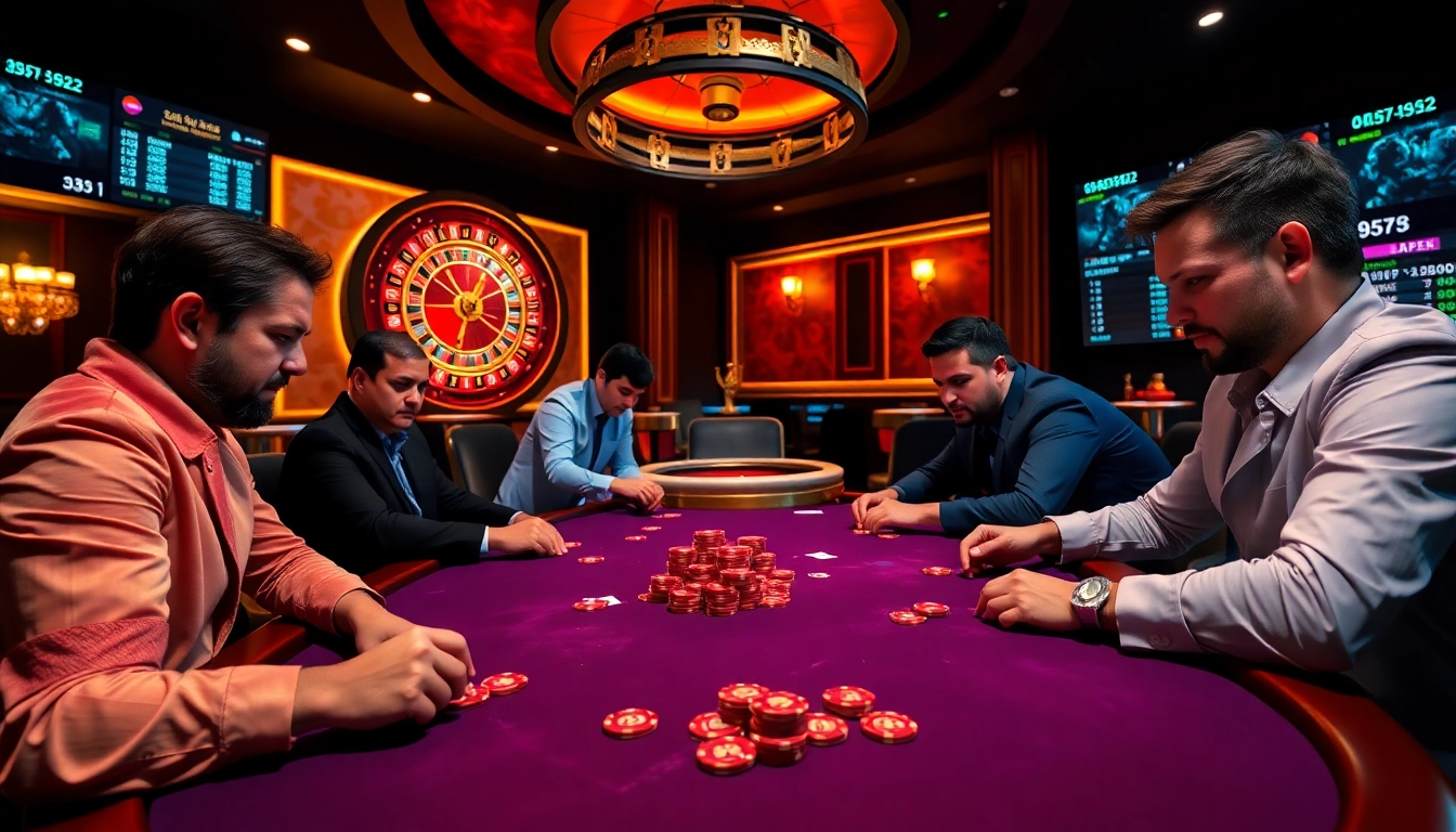 Engage in high-stakes poker excitement at https://xx88csn.com/, showcasing skilled players and vibrant poker chips.