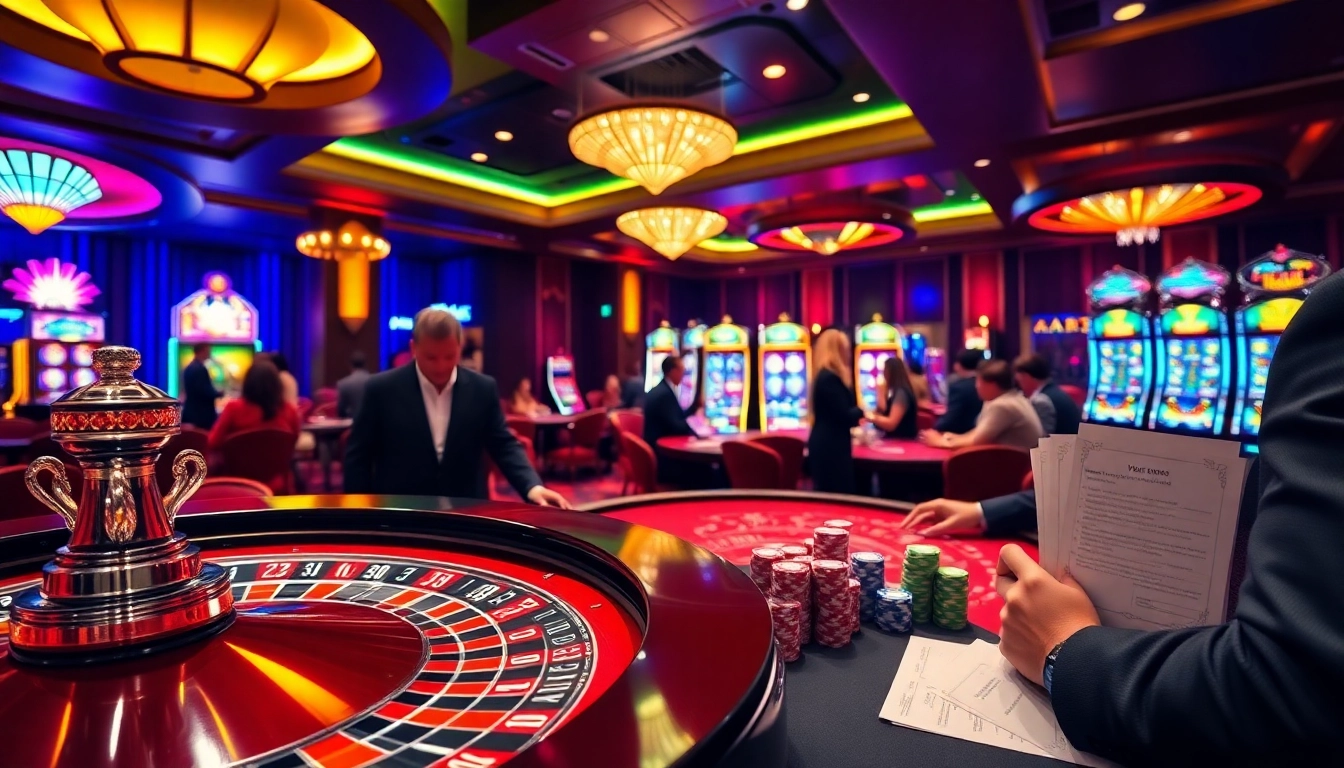 Players engaging in thrilling casino games at VZ99, showcasing poker chips and a roulette wheel.