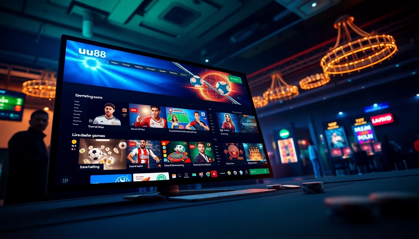 uu88 online gaming platform showcasing diverse betting options with a modern interface and vibrant atmosphere.