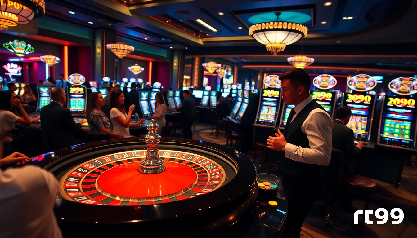 Engaging scene of luxury casino gaming with roulette wheel and chips, showcasing rr99 excitement.
