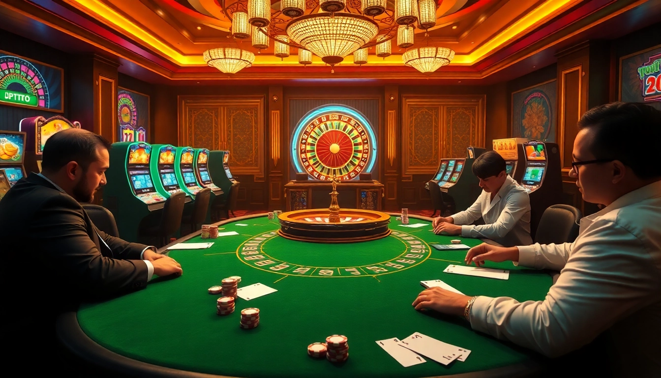 Strategi kemenangan di JPTOTO dengan pemain yang menikmati poker dan mesin slot di kasino mewah.