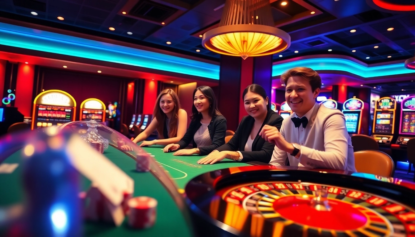 Players enjoying the immersive experience at m88 online casino with vibrant gaming elements.
