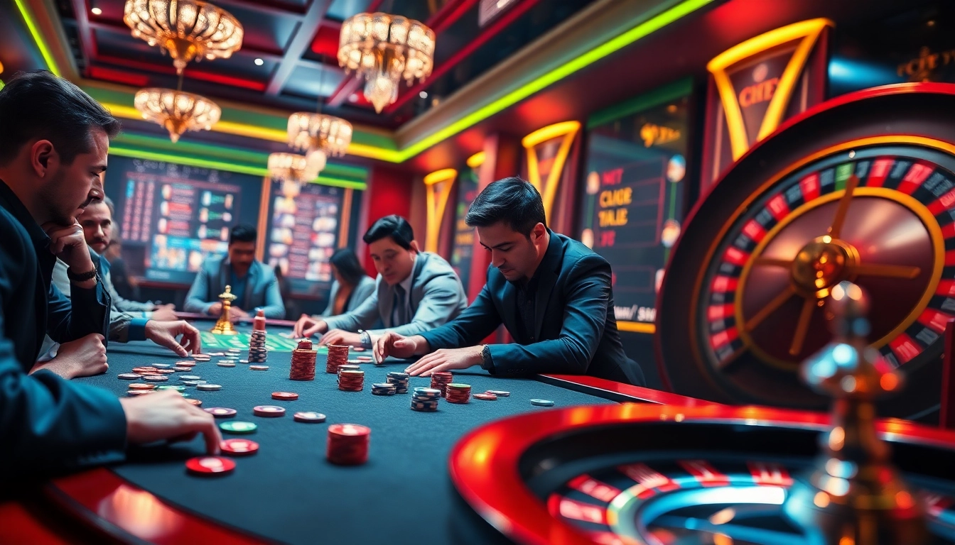 F8BET players strategizing in an exciting poker game at a luxurious casino table.