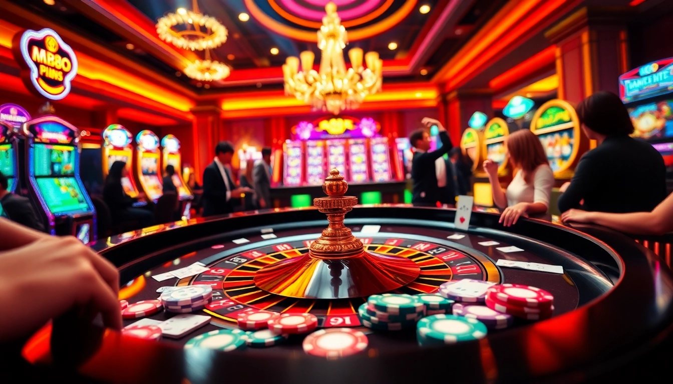 Engaging casino scene showcasing MM88 excitement at the roulette table with vibrant chips.