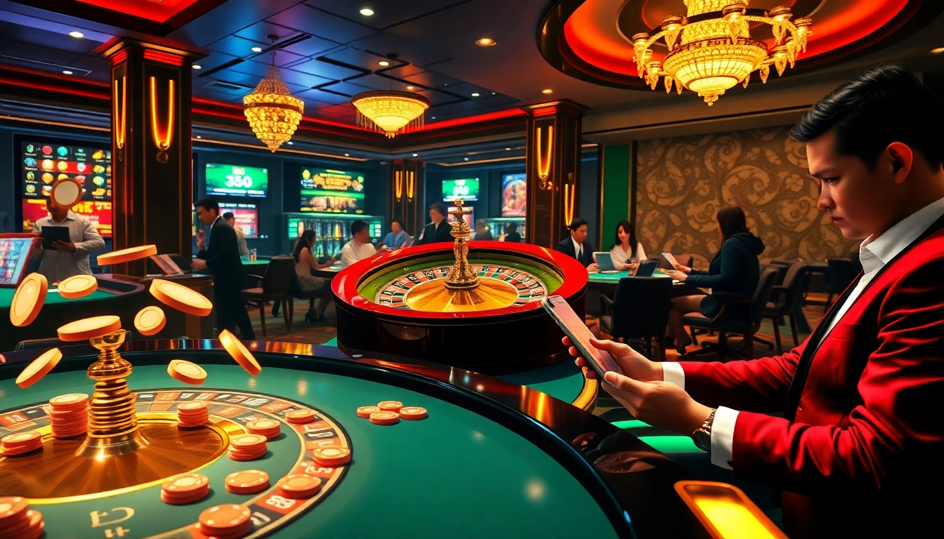 Engaging online roulette scene reflecting excitement at nhacaiuytinvn.us.com with players using devices.