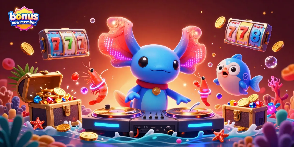 Experience the excitement of bonus new member offerings by exploring interactive slot games in a vibrant underwater casino scene.