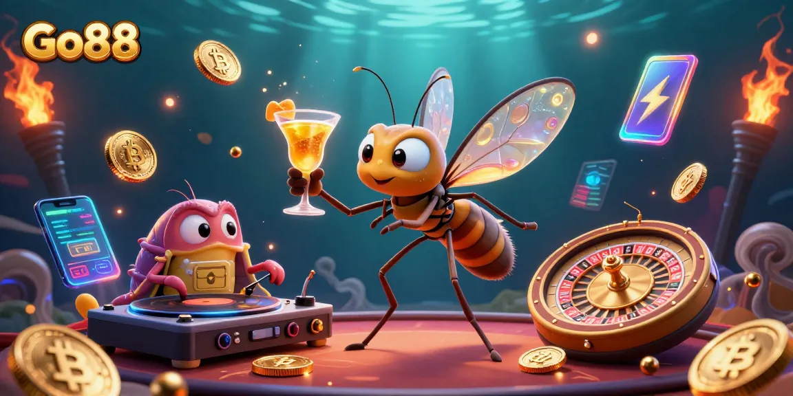 Win big at Go88 with the vibrant 3D casino scene highlighting coins, characters, and thrilling games.