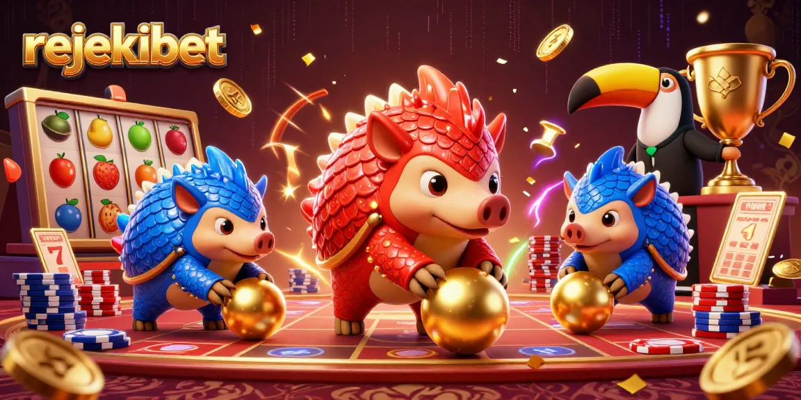 Rejekibet features thrilling slot games with pangolins rolling golden balls and dynamic gameplay.