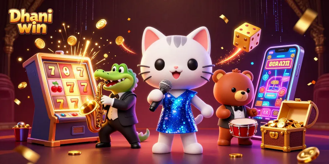 Dhani win players enjoying exciting casino games with colorful animations and lively characters
