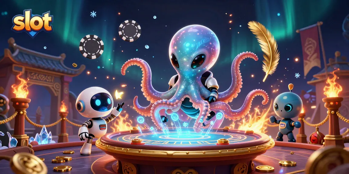Putaran slot mengasyikkan dengan simbol 7 dan koin emas mengelilingi karakter kartun alien.
