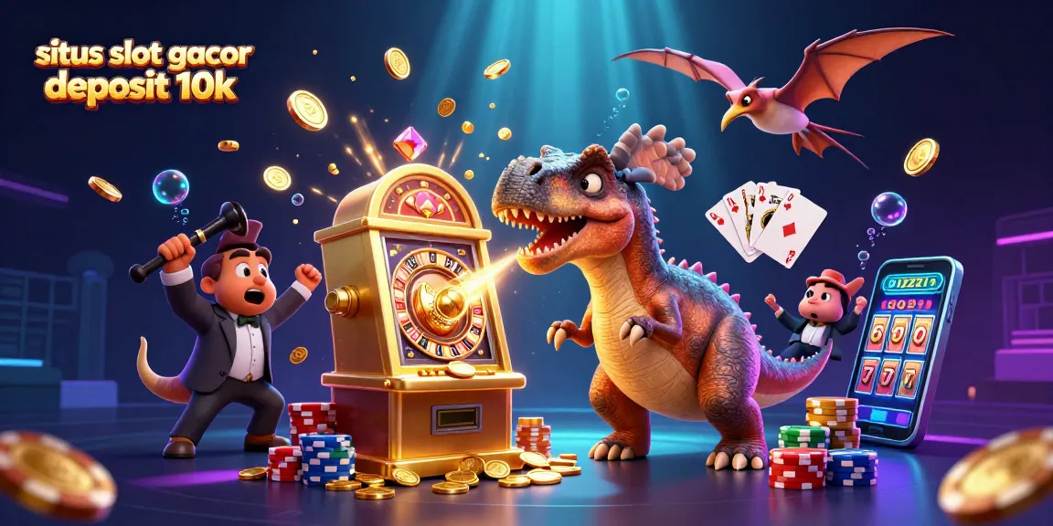 Witness situs slot gacor deposit 10k in action as a pachycephalosaurus triggers jackpot coins, surrounded by exciting casino elements.