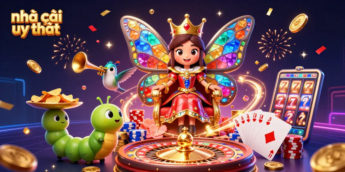 Experience the vibrant world of nhà cái uy tín with dazzling casino elements, vibrant characters, and a celebratory atmosphere.