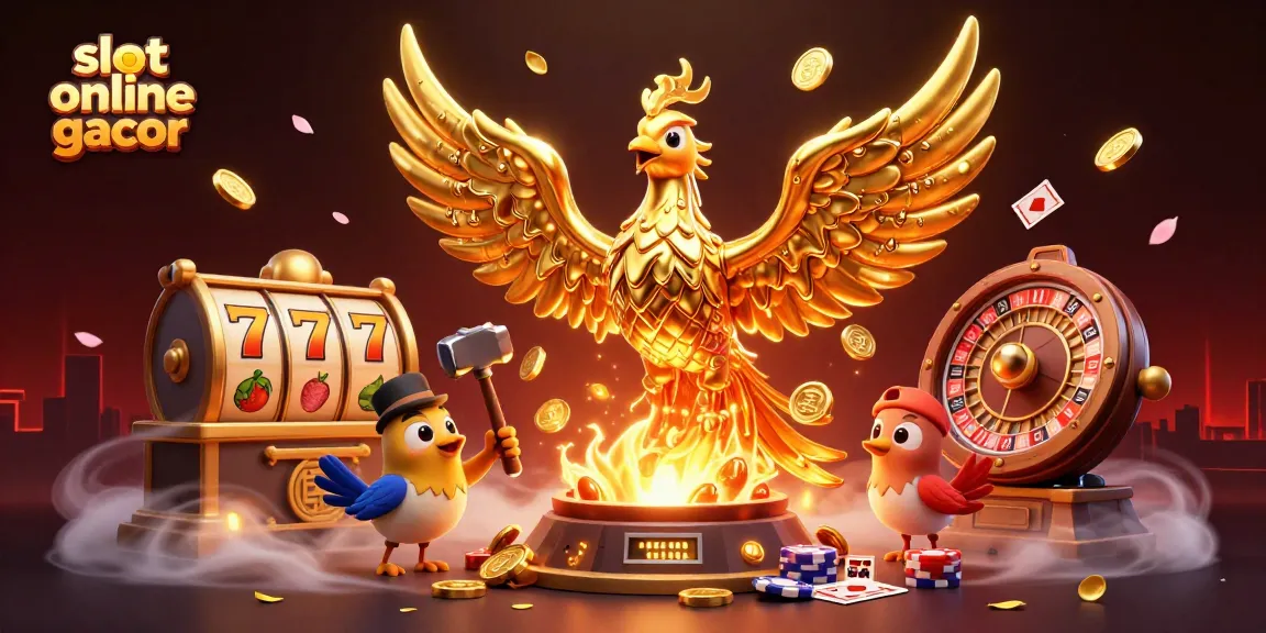 Menangkan jackpot dengan slot online gacor, ilustrasi kasino 3D yang menarik dan detail.