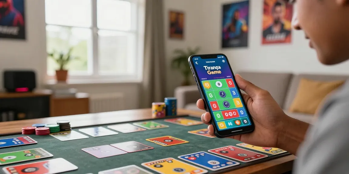 Tiranga Game mobile interface being used in a comfortable gaming environment.